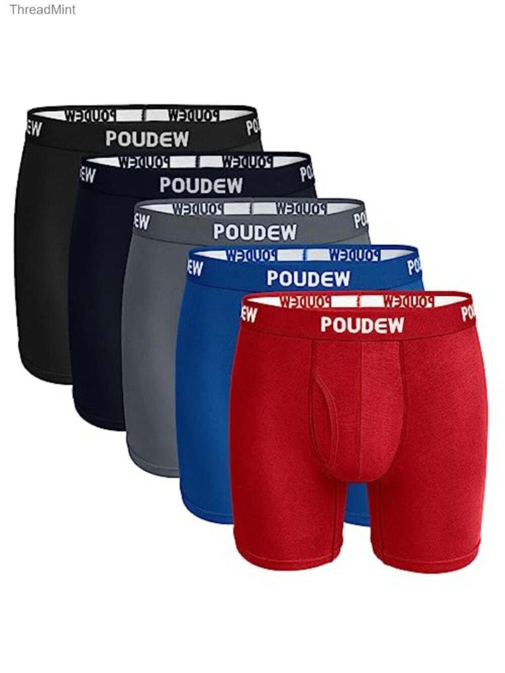 Men's Breathable Boxer Briefs 5-Pack Soft Viscose No Ride-Up